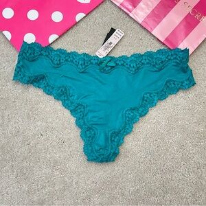 NWT Victoria's Secret Very Sexy Turquoise Satin Lace Thong Panties VS Medium M